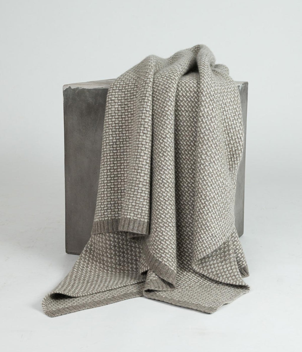White Cashmere and Platinum Yak Down Taiga Throw