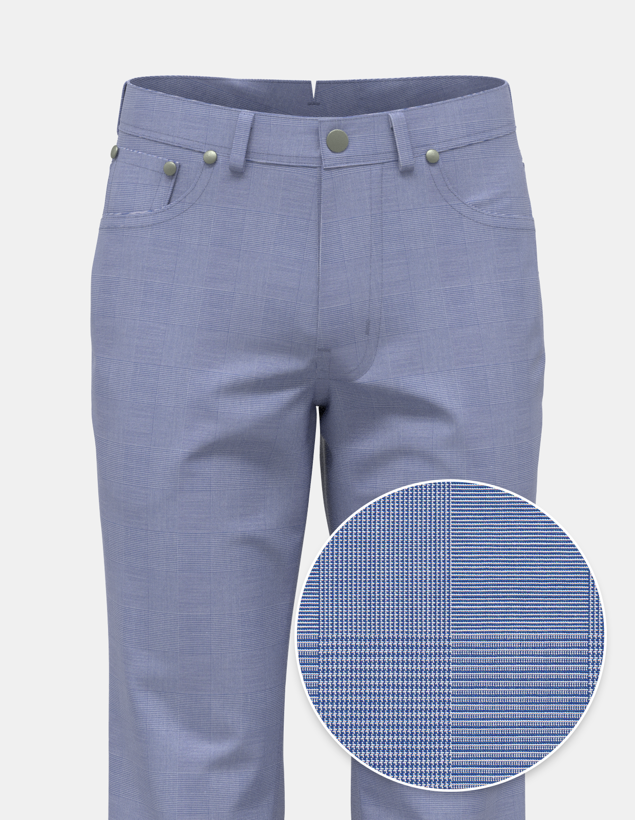 Prince of Wales Cotton Stretch Five Pocket - Blue