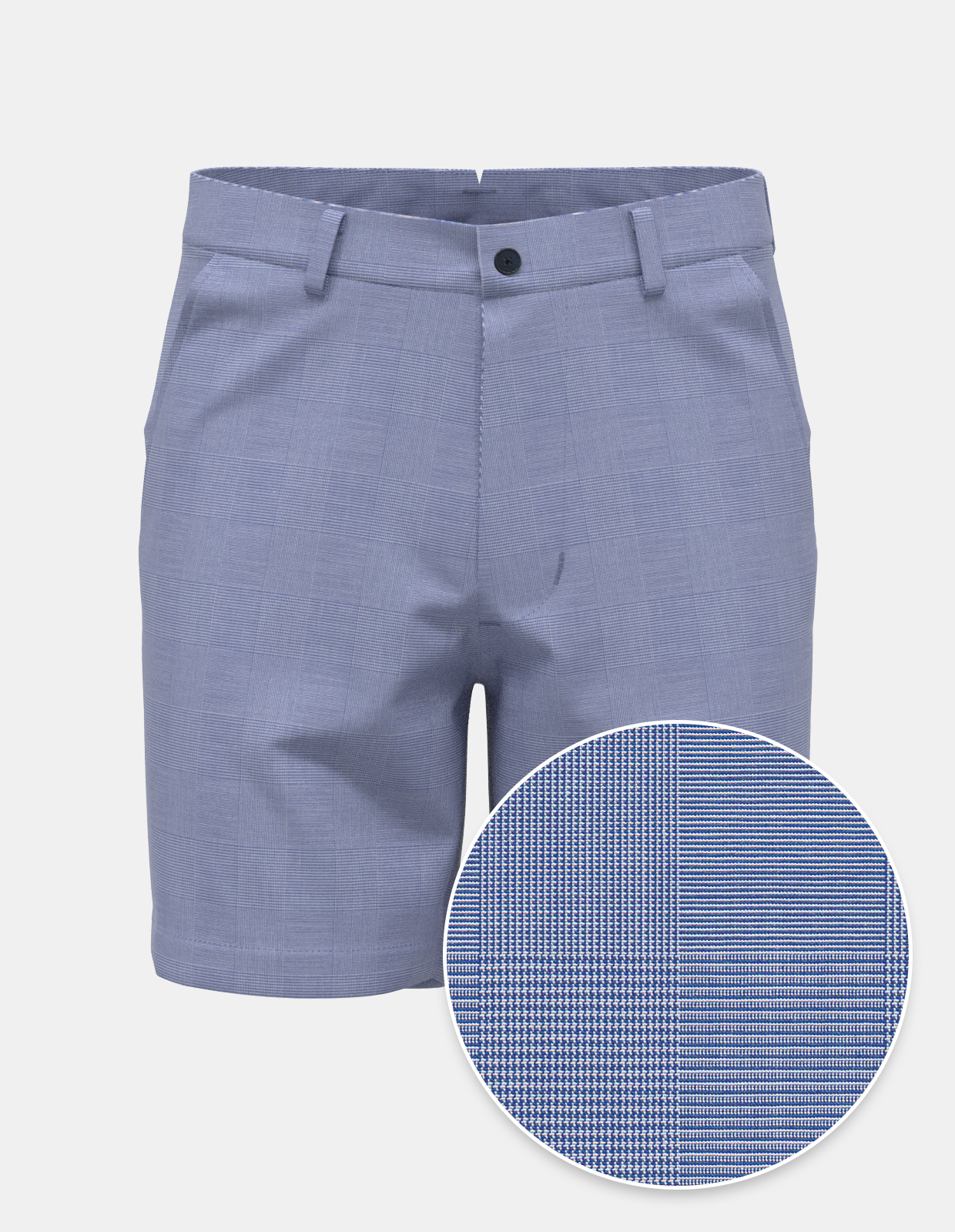 Prince of Wales Cotton Stretch Short - Blue