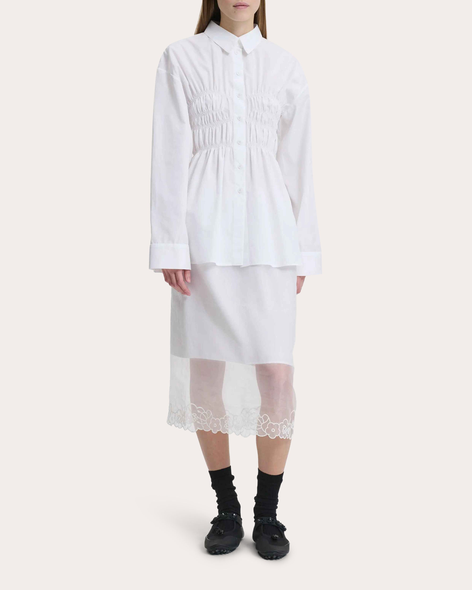 Braxton Ruched Cotton Button-Up