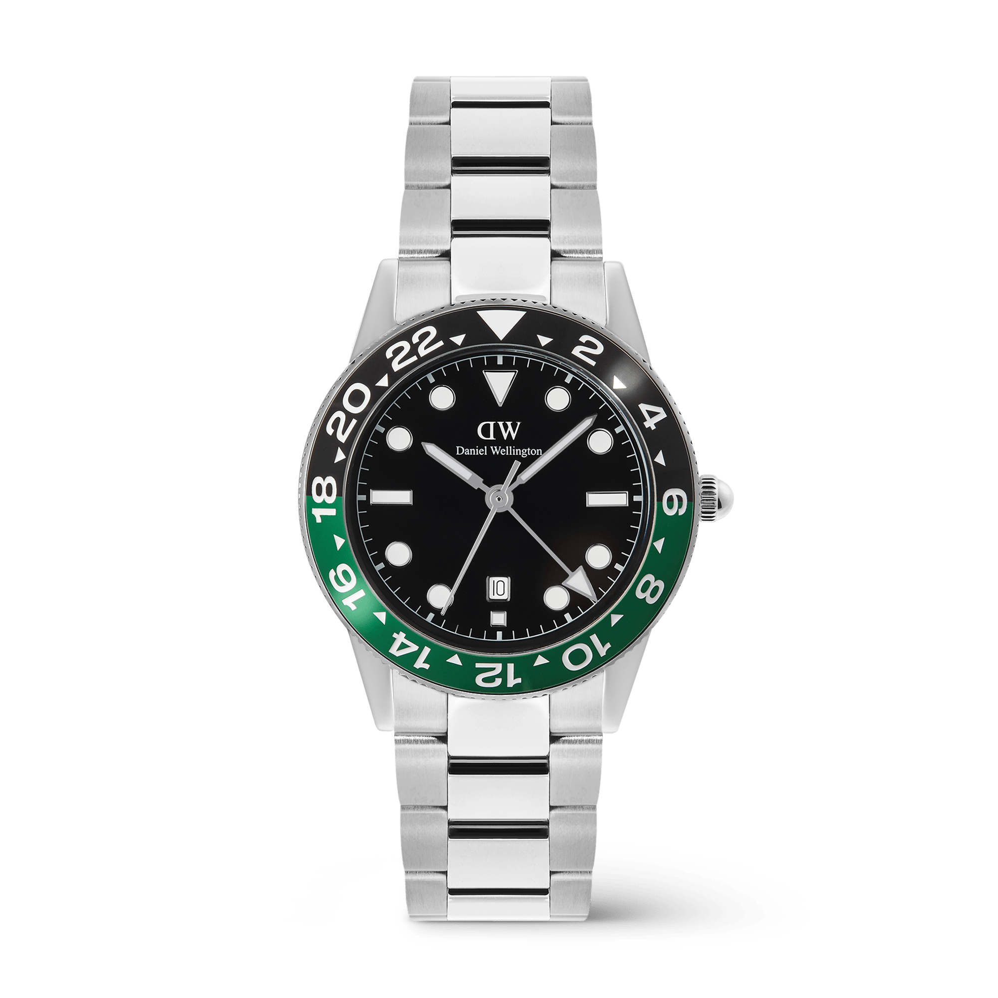 Iconic GMT Link Black Green Ceramic Bezel Silver