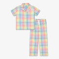 Kids rainbow plaid PJ top and pant set