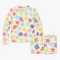 Kids long sleeve swim top & shortie set in under the sea