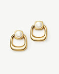 Button Pearl Statement Stud Earrings  | 18ct Gold Plated/Pearl