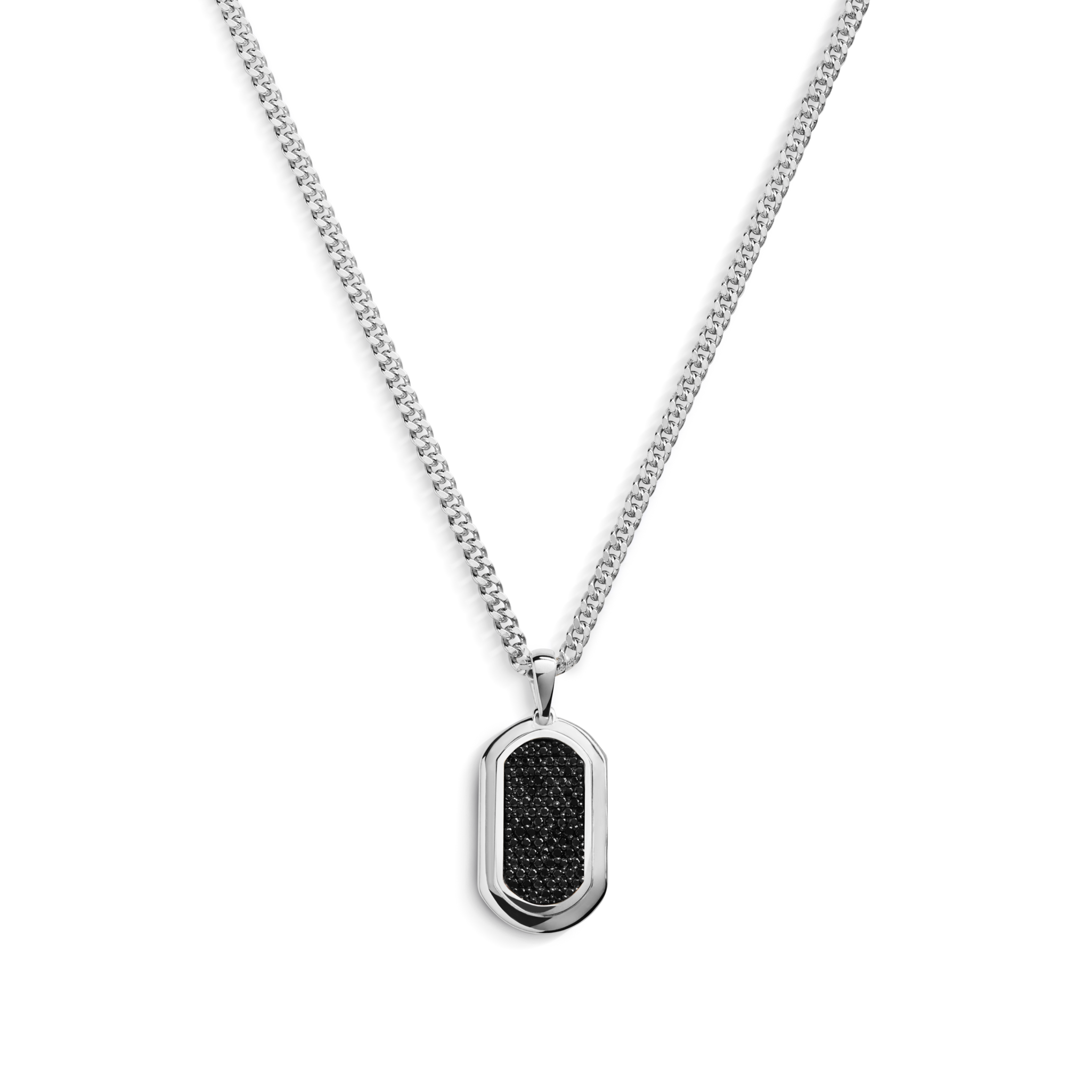 Black Diamond Pave Tag Necklace