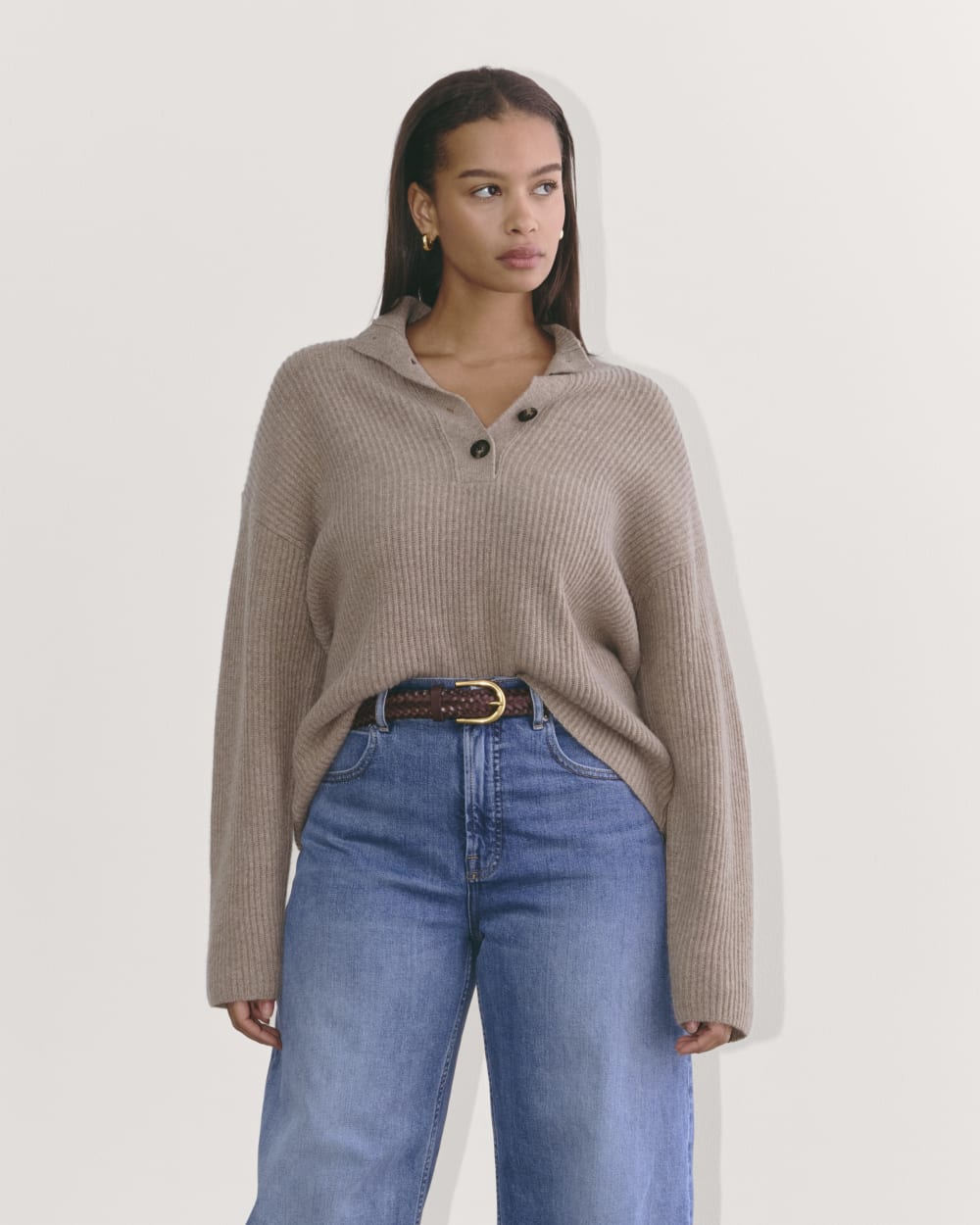The Cocoon Henley in Wool Cashmere | Oatmeal