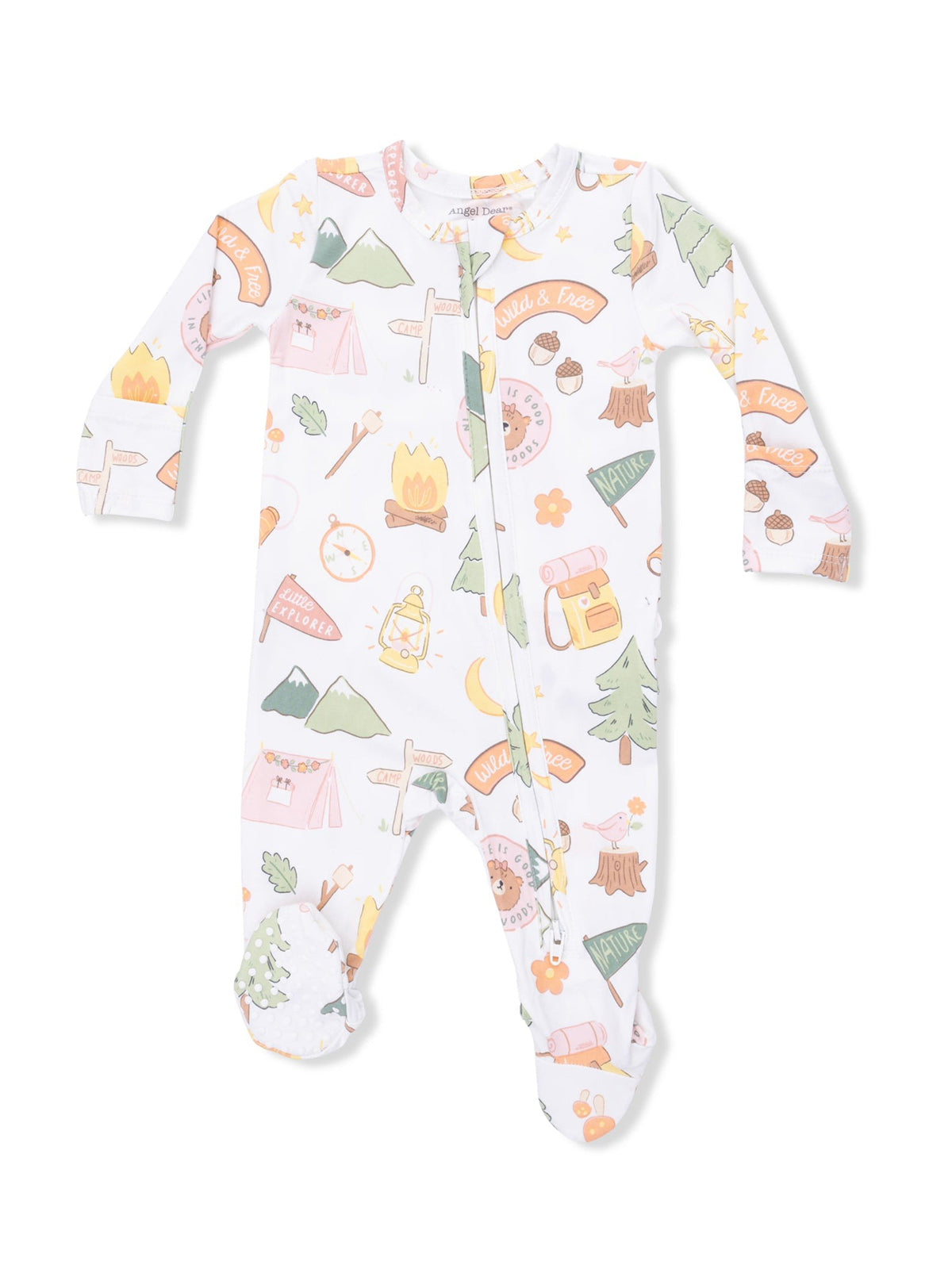 2-Way Zip Ruffle Footie, Camping Pink