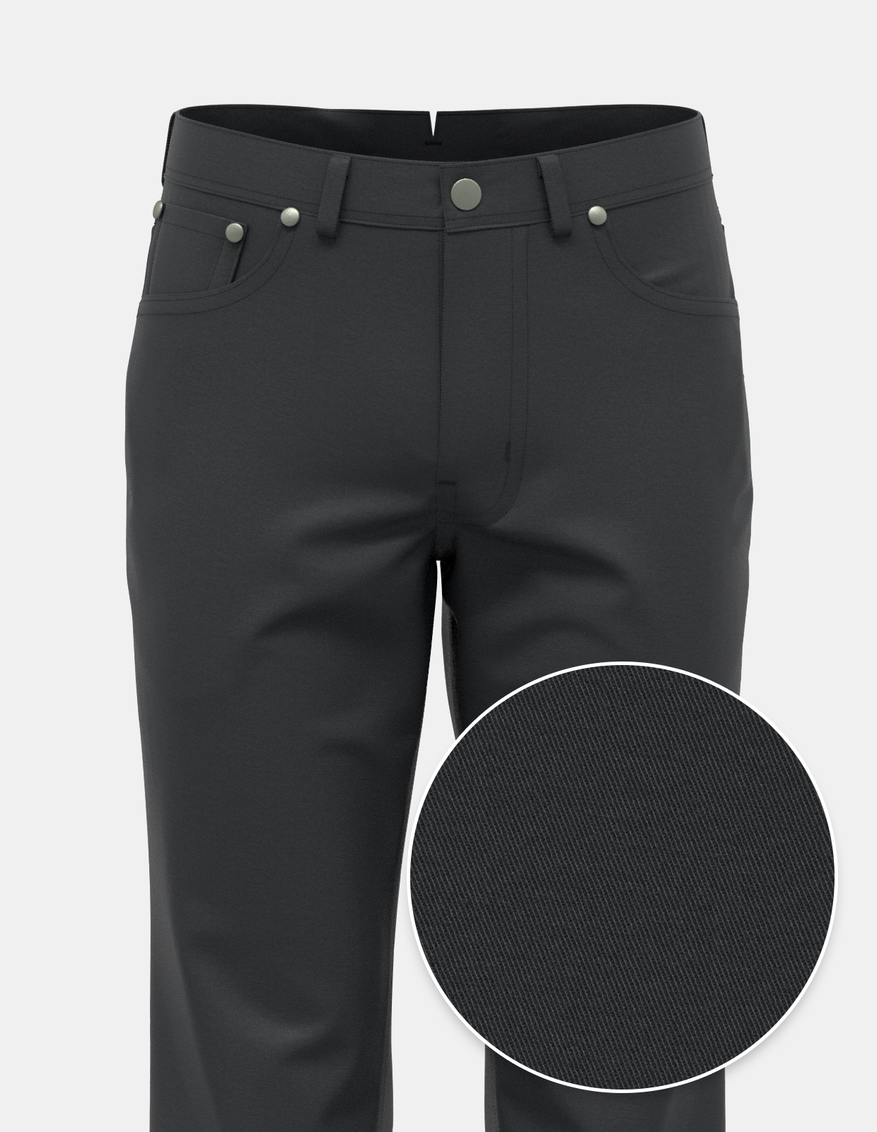 Cashmere Finish Stretch Twill Five Pocket - Charcoal