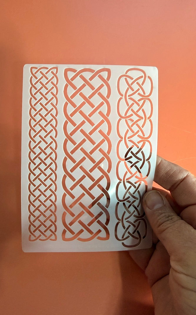 Celtic Knot Borders polymer clay mylar stencil texture sheet
