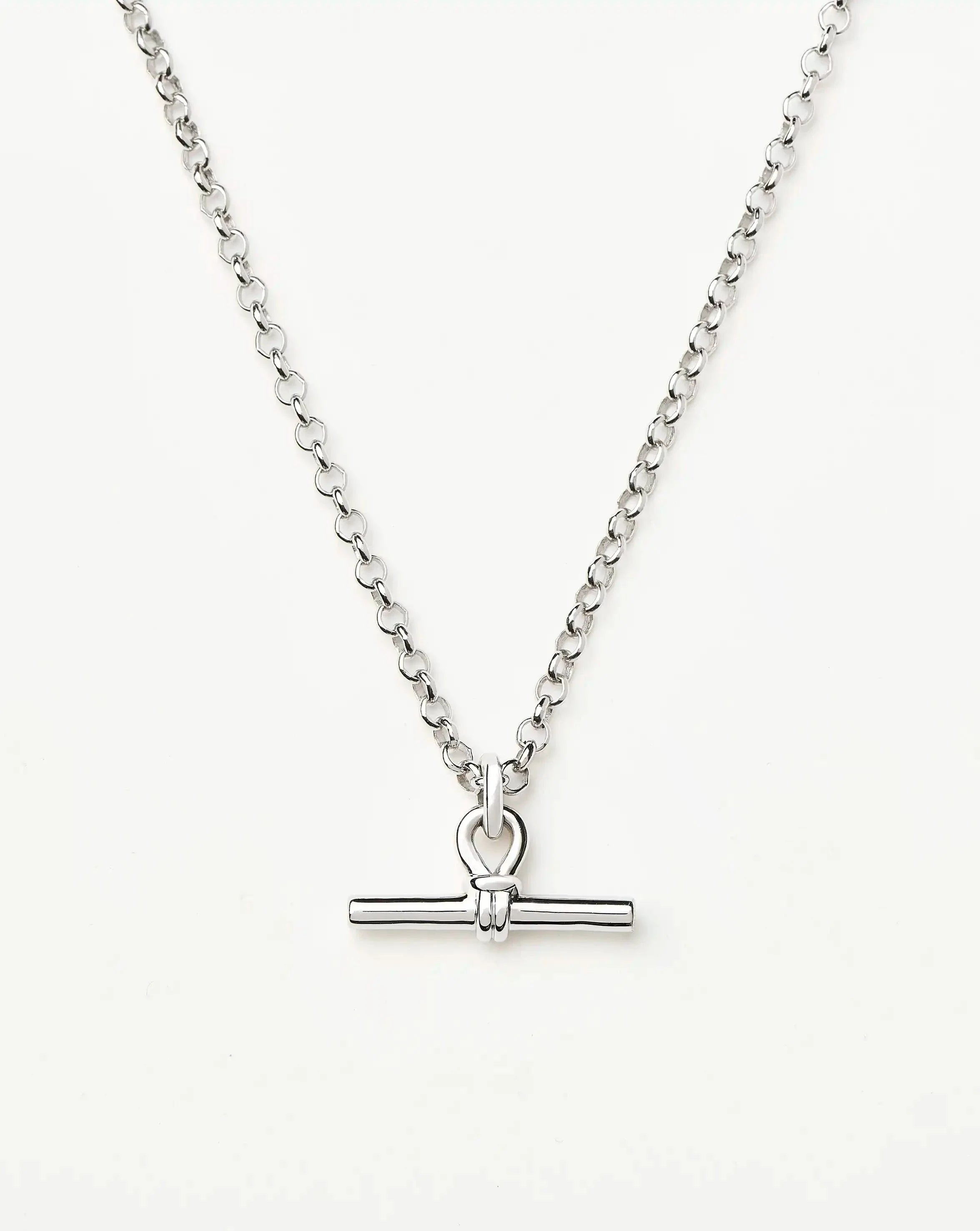 Chunky T-Bar Chain Necklace | Silver Plated