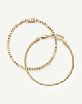 Classic Tennis & Snake Chain Bracelet Set | 18ct Gold Vermeil/18ct Gold Plated