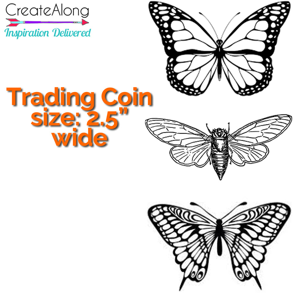 Silkscreen Polymer Clay Butterflies Cicada Trading Coins Stencil great for art jewelry and mixed media
