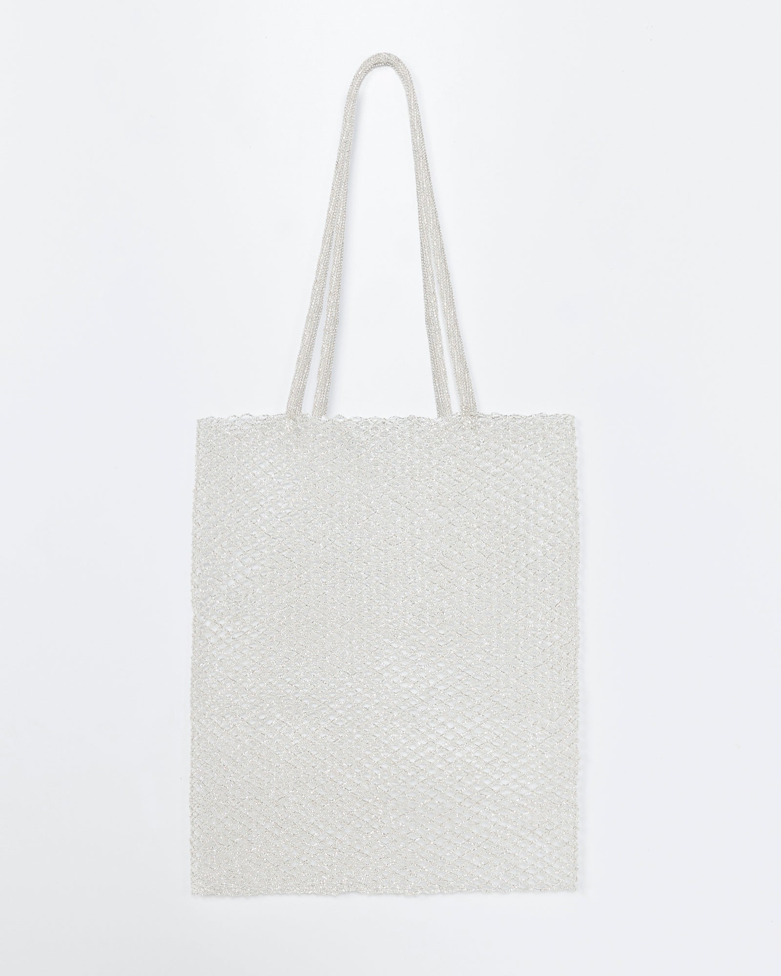Beaded Tote Bag in Silver
