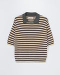 Organic Cotton Striped Polo in Grey