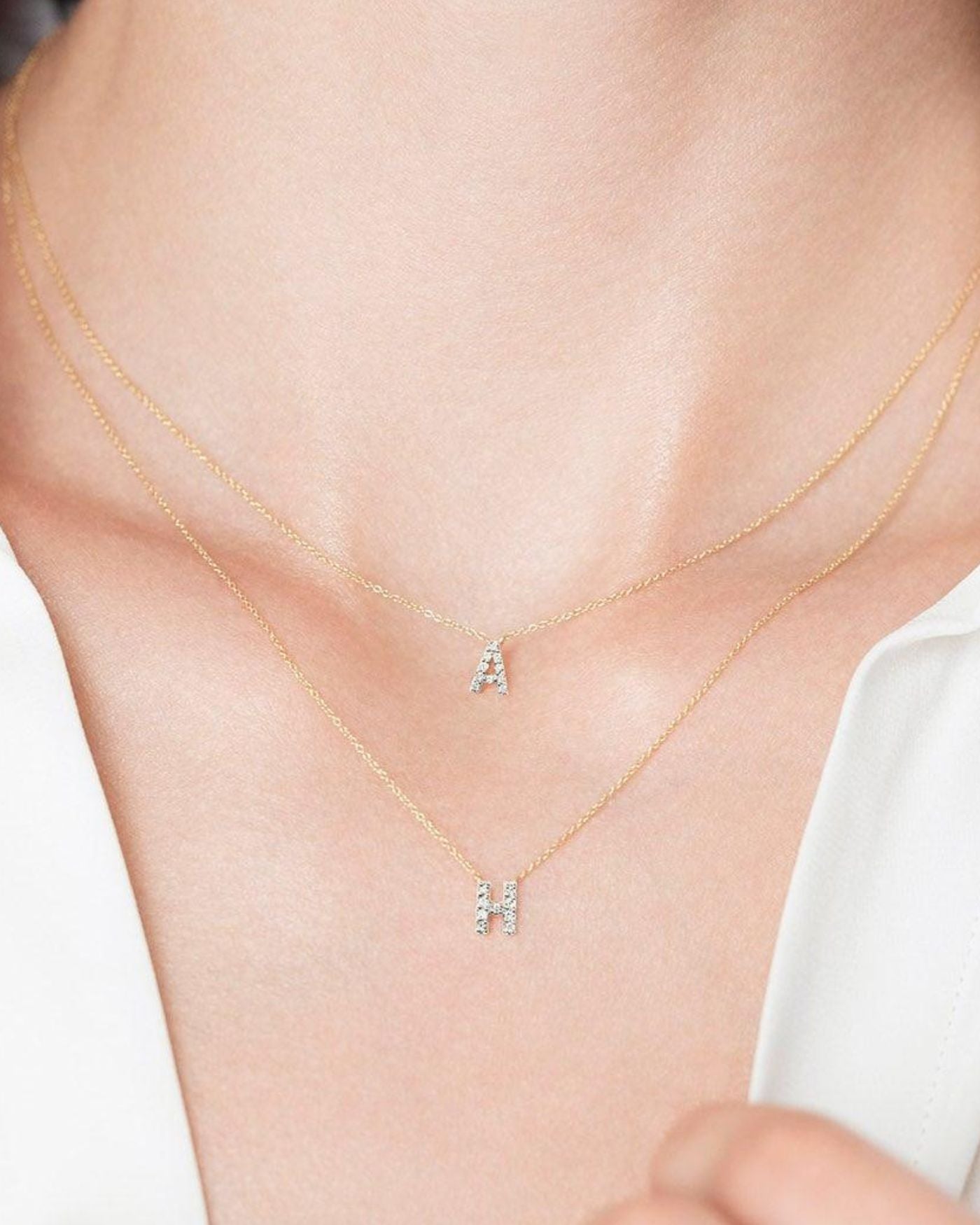 Letter U - Covet 14kt Diamond Pavé Initial Letter Necklace | Yellow Gold - Final Sale