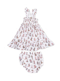 Smocked Ruffle Sundress & Bloomer, Cowgirl Boots