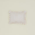 Block Printed Striped Ruffled Pillow Cover - Tan Stripe