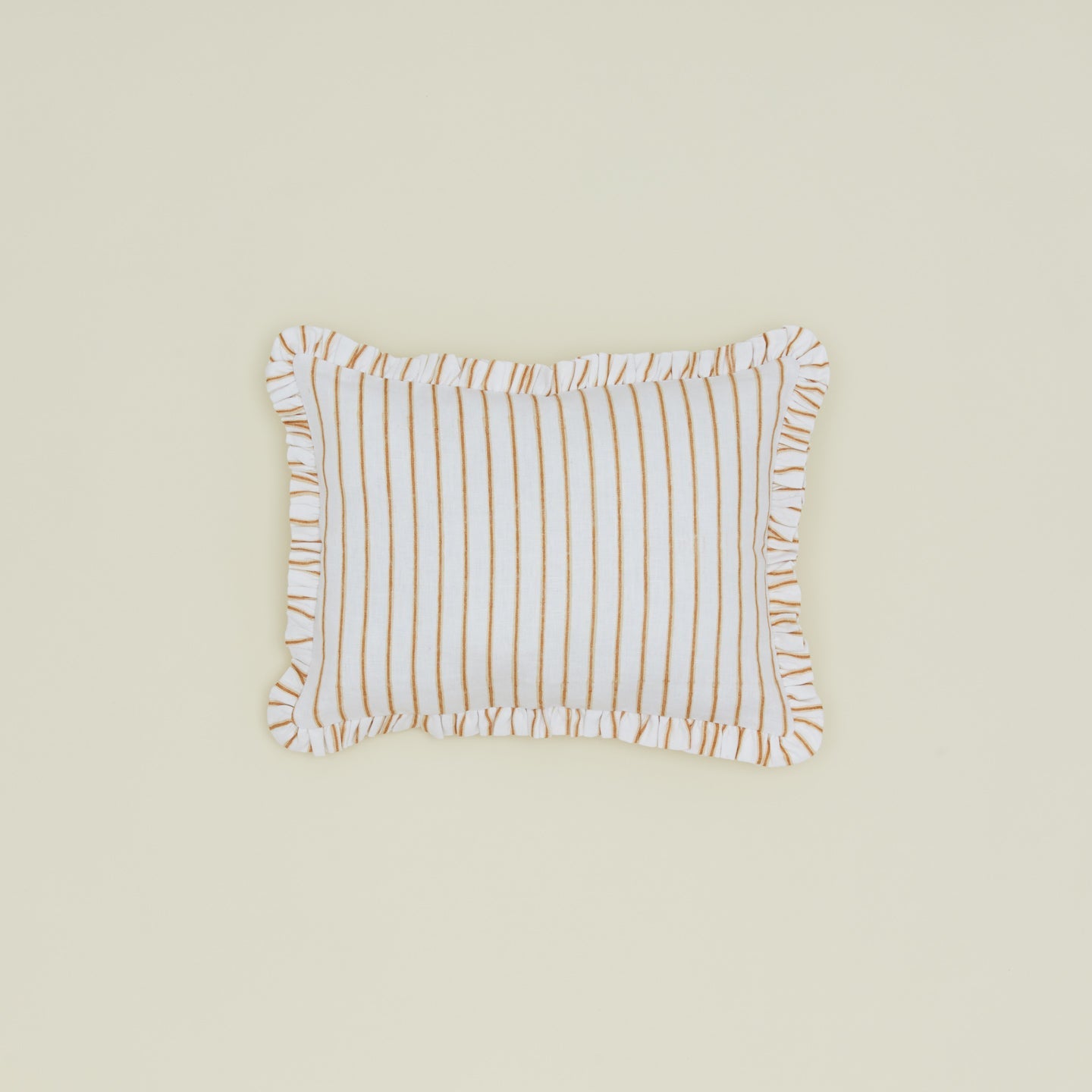 Block Printed Striped Ruffled Pillow Cover - Tan Stripe
