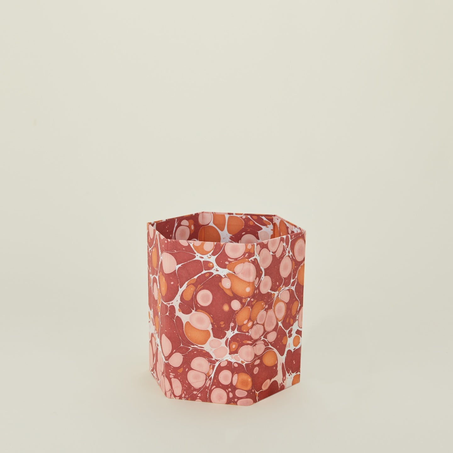 Marbleized Hexagon Wastebasket - Warm Marble