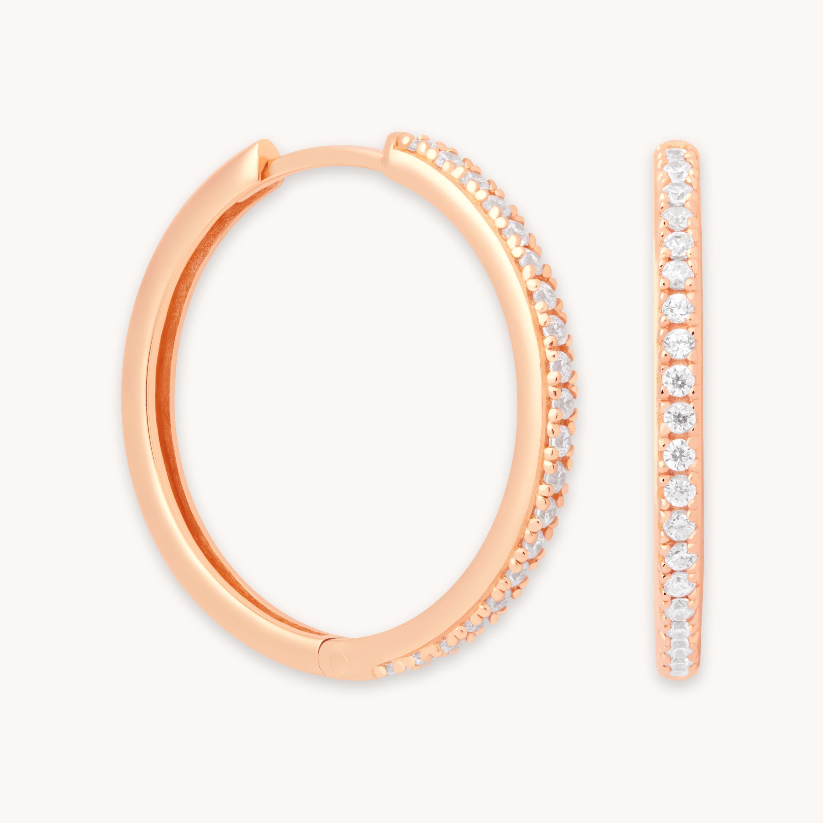 Essential Crystal Large Hoops in Rose Gold