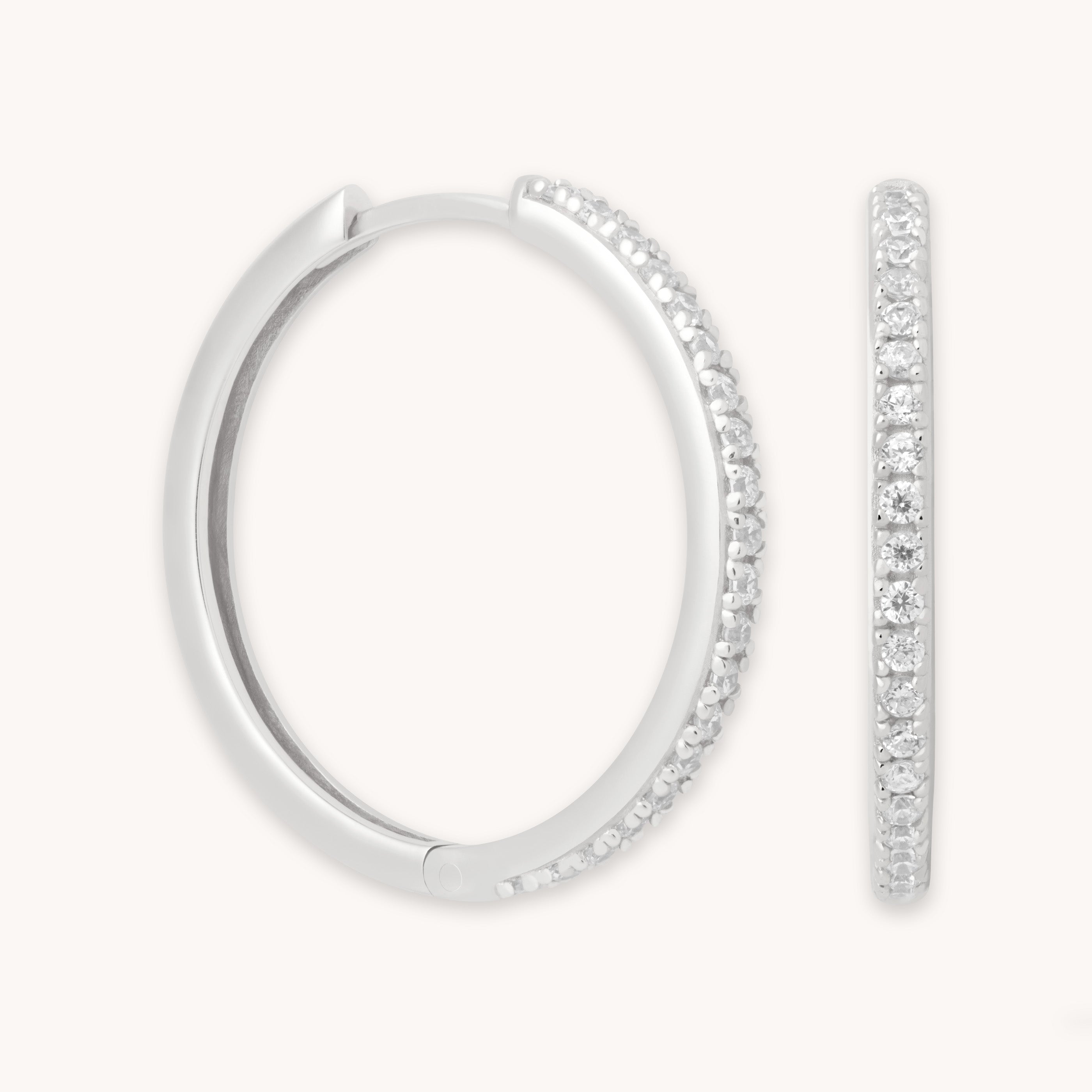Essential Crystal Large Hoops in Silver