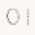 Essential Crystal Medium Hoops in Silver