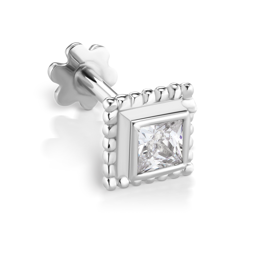 Cubic Zirconia Broken Braid Threaded Stud Earring With Titanium Backing