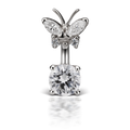 Cubic Zirconia Butterfly and 6mm Solitaire Barbell