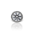 Cubic Zirconia Engraved Cup Threaded Stud Earring With Titanium Backing