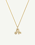 Curly Molten Initial Pendant Necklace  - A | Gold