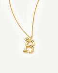 Curly Molten Initial Pendant Necklace - B | 18ct Gold Vermeil
