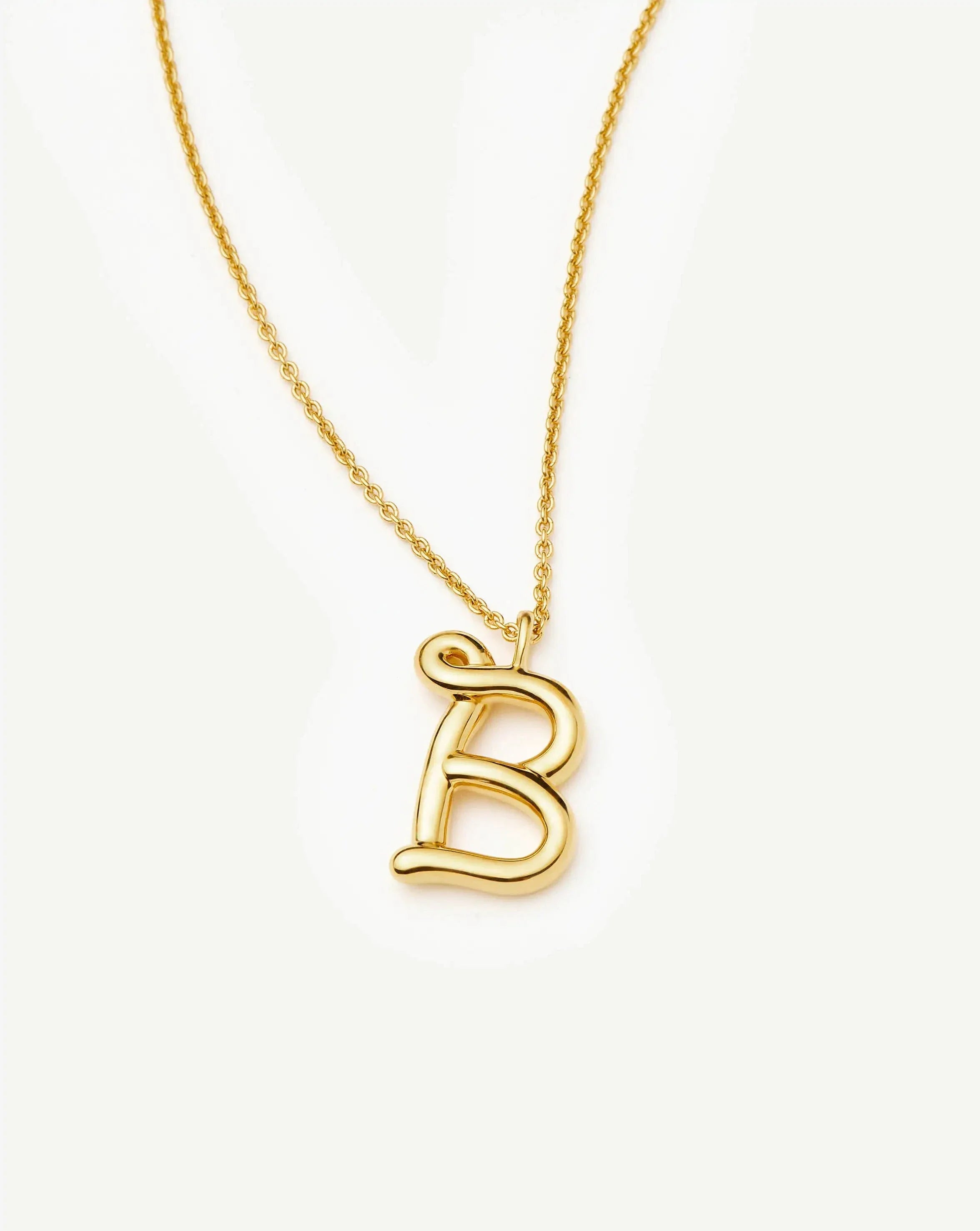 Curly Molten Initial Pendant Necklace - B | 18ct Gold Vermeil