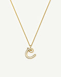 Curly Molten Initial Pendant Necklace - C | 18ct Gold Vermeil
