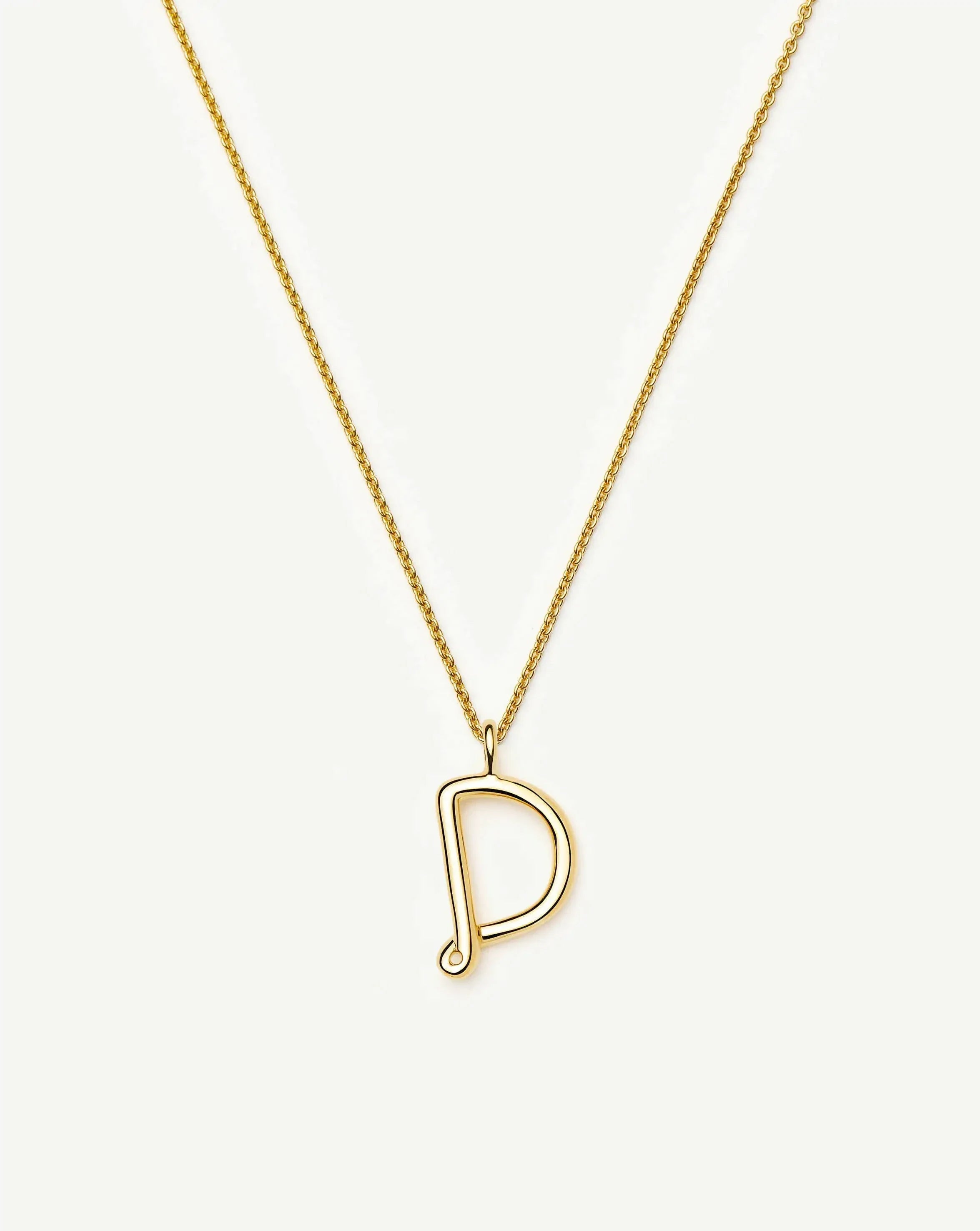 Curly Molten Initial Pendant Necklace - D | 18ct Gold Vermeil