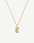 Curly Molten Initial Pendant Necklace - E | 18ct Gold Vermeil