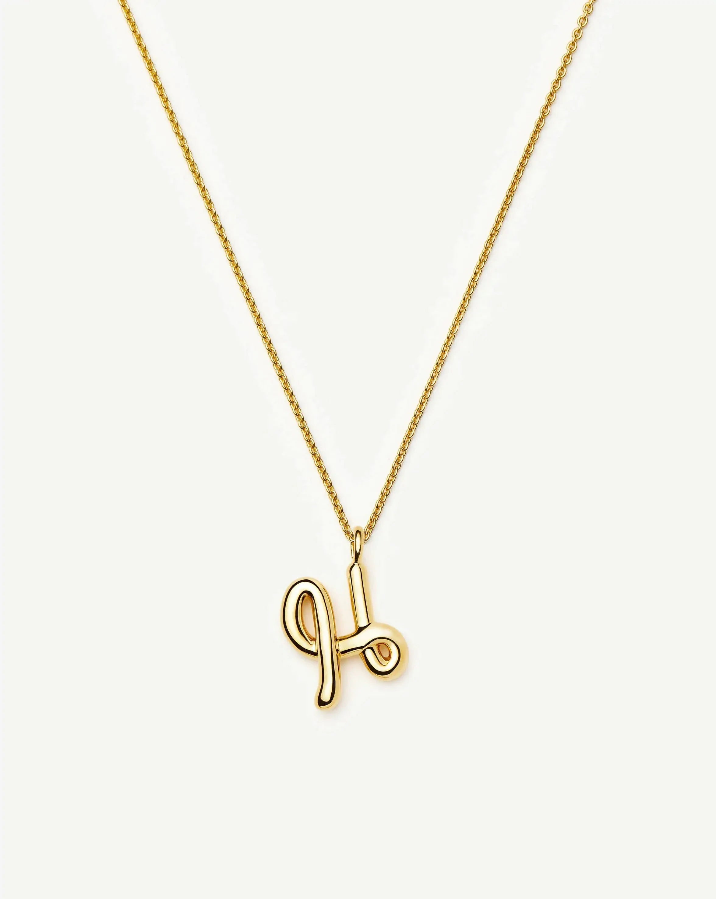 Curly Molten Initial Pendant Necklace - H | 18ct Gold Vermeil