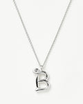 Curly Molten Initial Pendant Necklace - B | Sterling Silver
