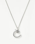 Curly Molten Initial Pendant Necklace - C | Sterling Silver