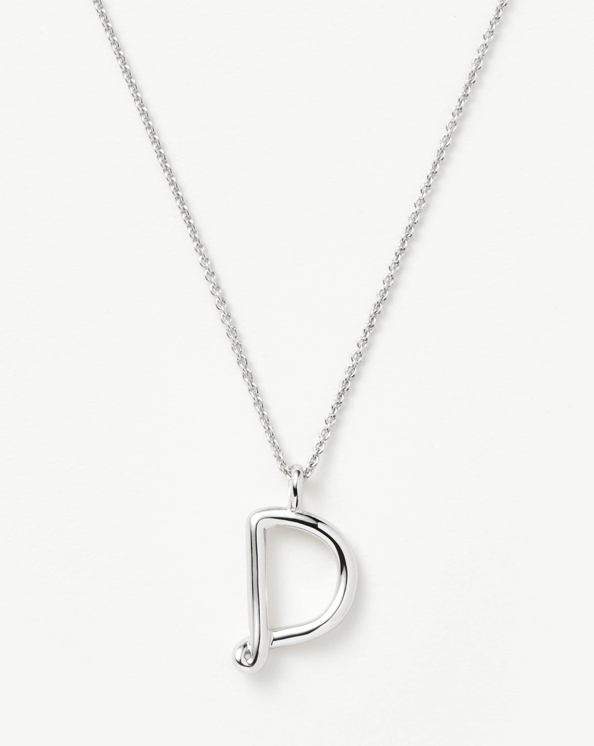 Curly Molten Initial Pendant Necklace - D | Sterling Silver