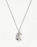 Curly Molten Initial Pendant Necklace - E | Sterling Silver