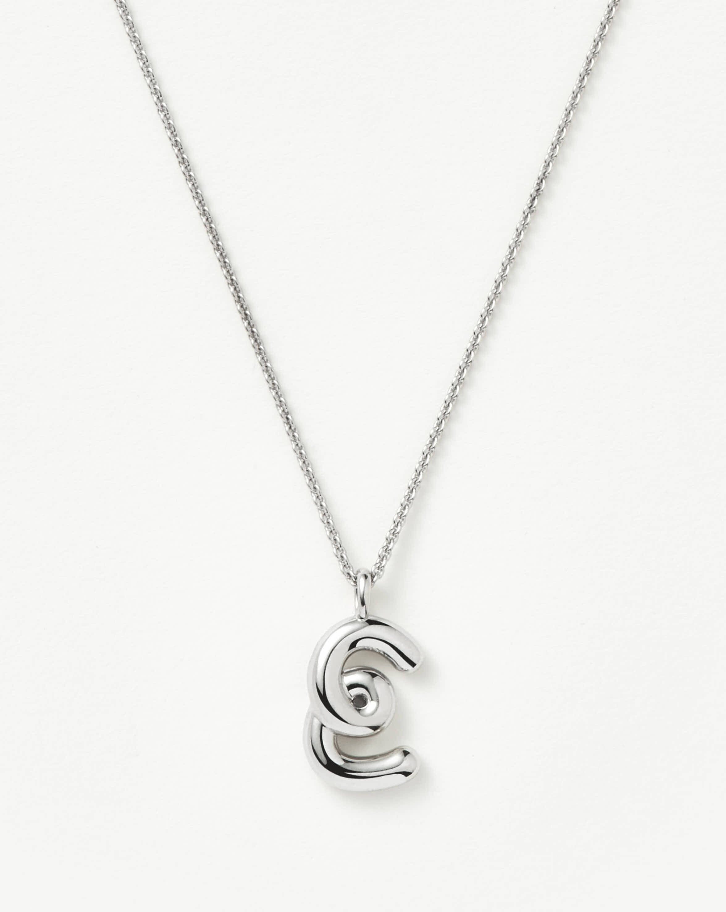 Curly Molten Initial Pendant Necklace - E | Sterling Silver