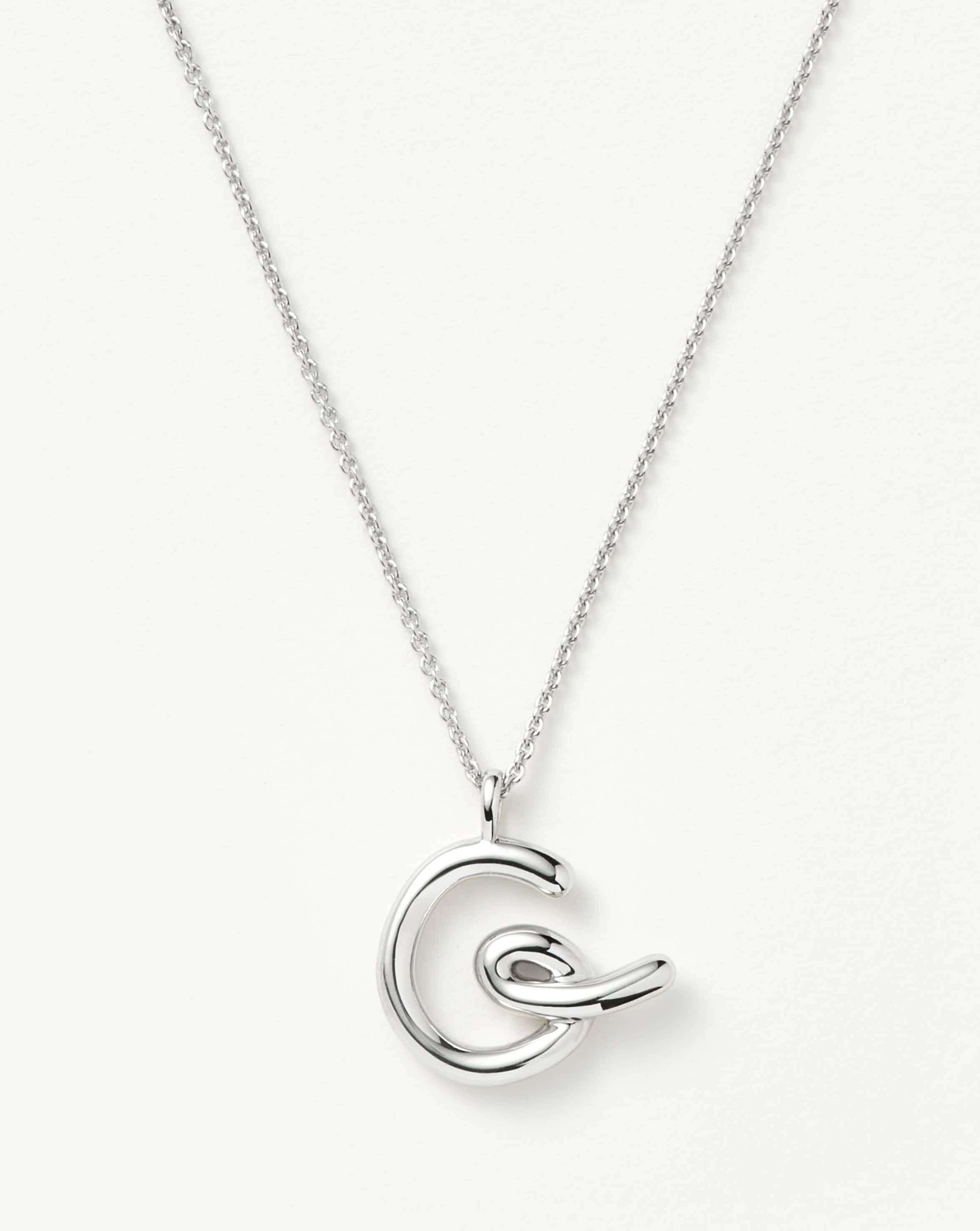 Curly Molten Initial Pendant Necklace - G | Sterling Silver