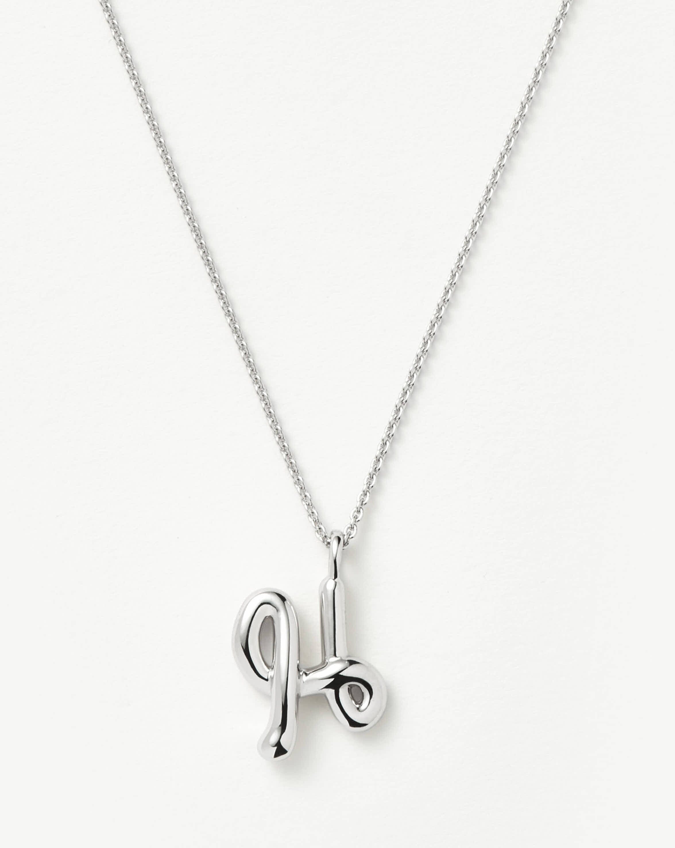 Curly Molten Initial Pendant Necklace - H | Sterling Silver