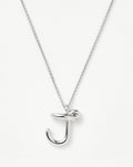Curly Molten Initial Pendant Necklace - J | Sterling Silver