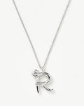 Curly Molten Initial Pendant Necklace - R | Sterling Silver