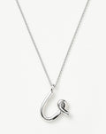 Curly Molten Initial Pendant Necklace - U | Sterling Silver