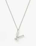 Curly Molten Initial Pendant Necklace - V | Sterling Silver
