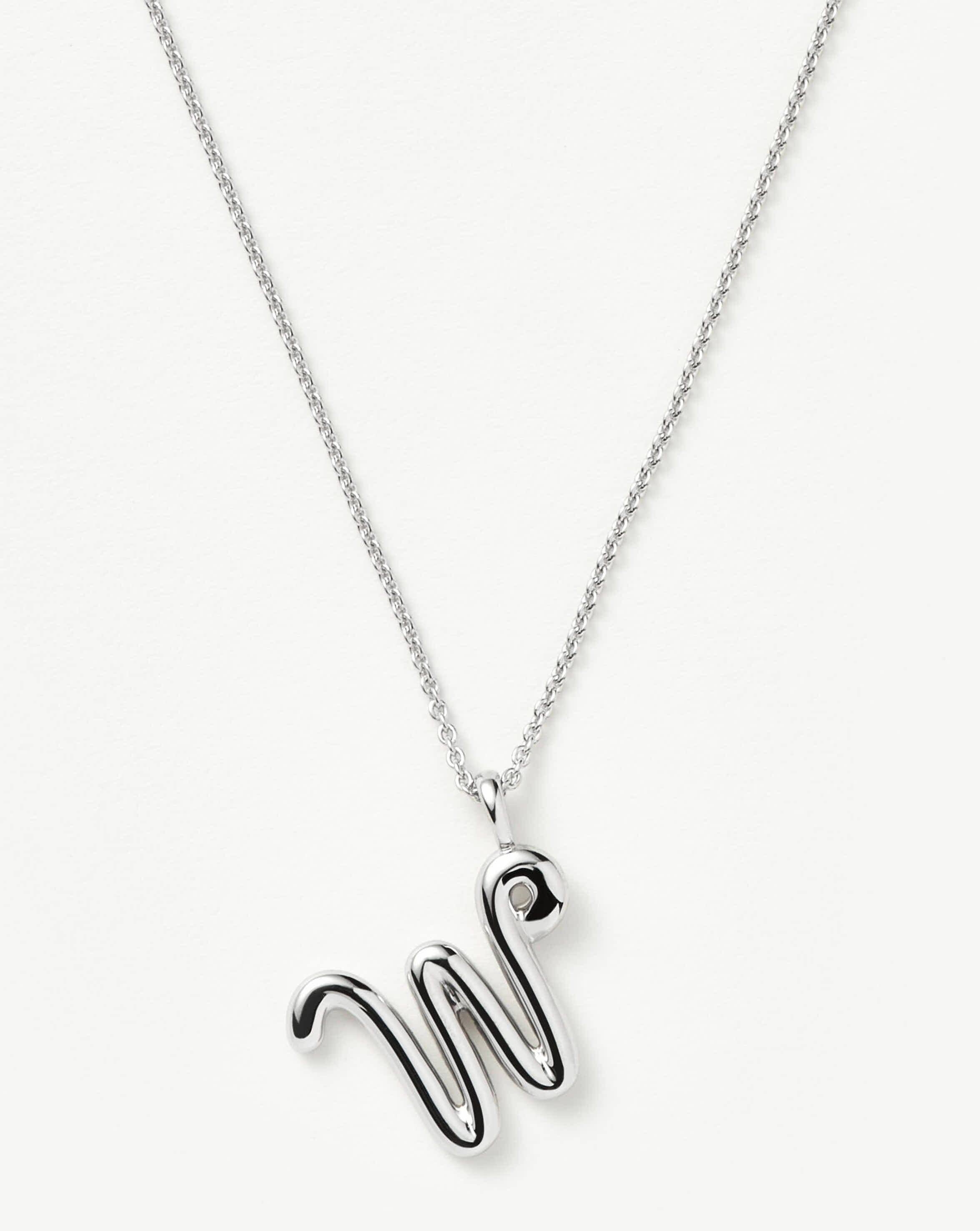 Curly Molten Initial Pendant Necklace - W | Sterling Silver