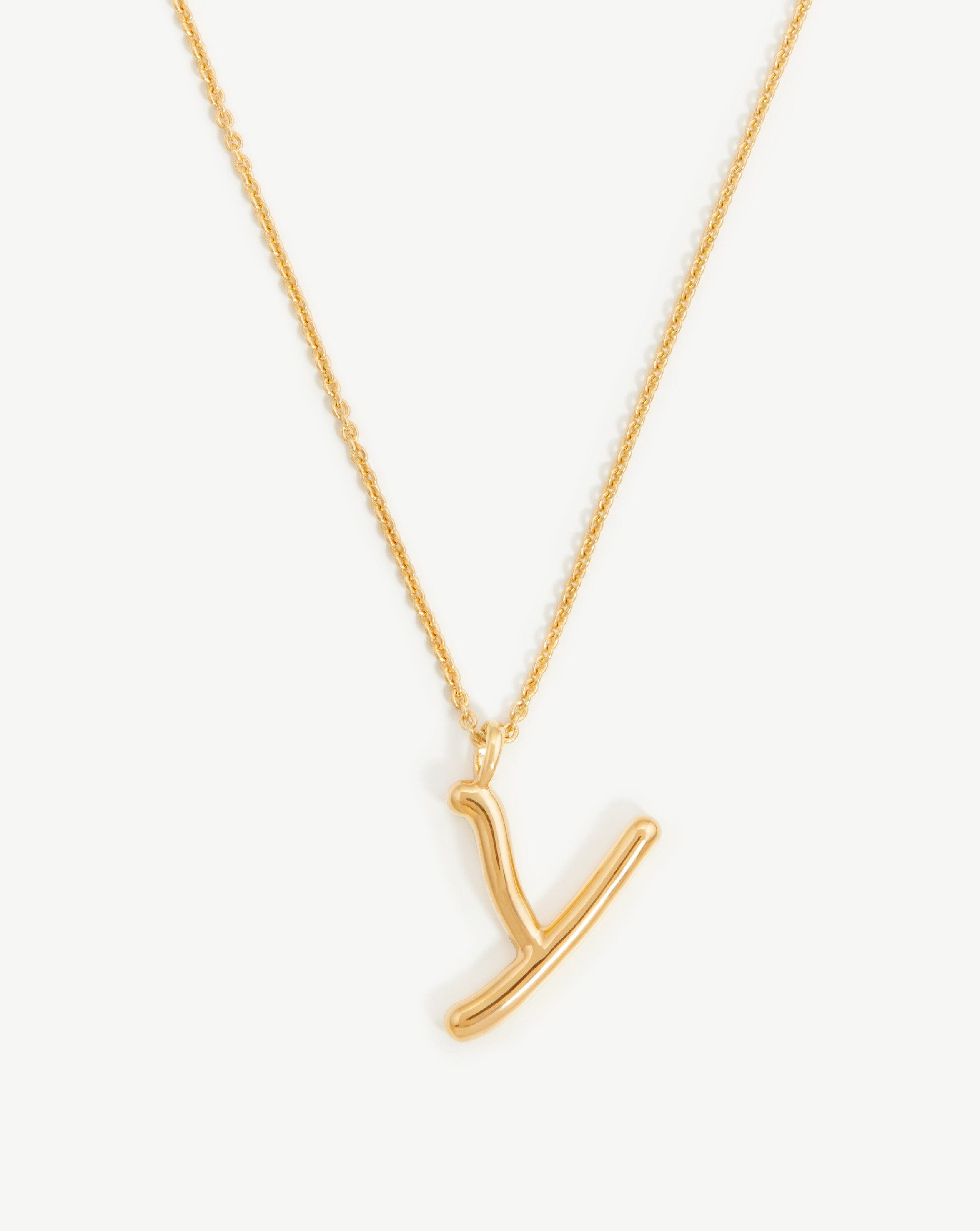 Curly Molten Initial Pendant Necklace - Y | 18ct Gold Vermeil