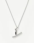 Curly Molten Initial Pendant Necklace - Y | Sterling Silver